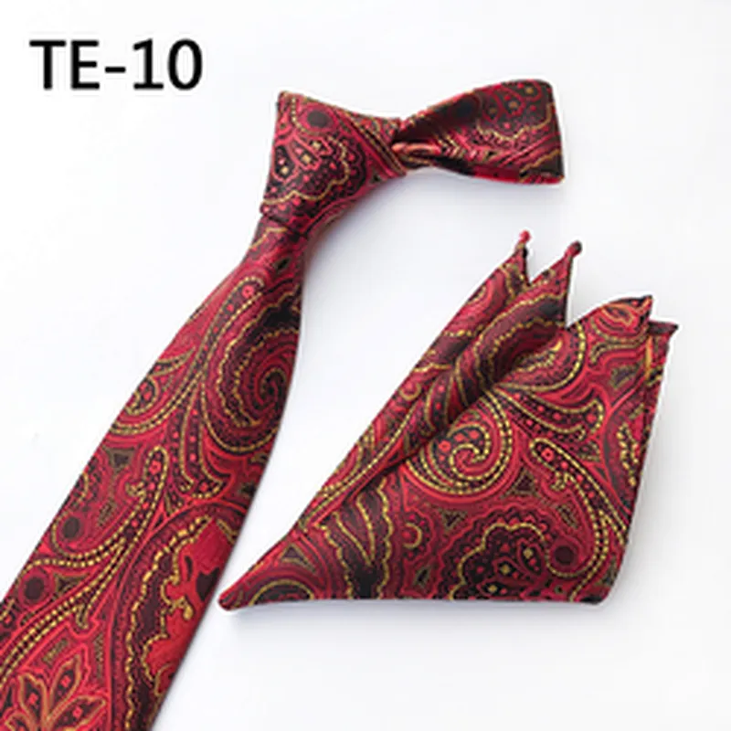 Fashion Men Ties and Hanky Set Custom Paisley Neckties with Pocket Square Casual Ensemble Cravate Mouchoirs