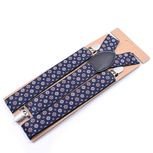 Custom High Quality Fashion Mens Geometry Printing Pattern Paisley Printing Elastic Boys Suspenders