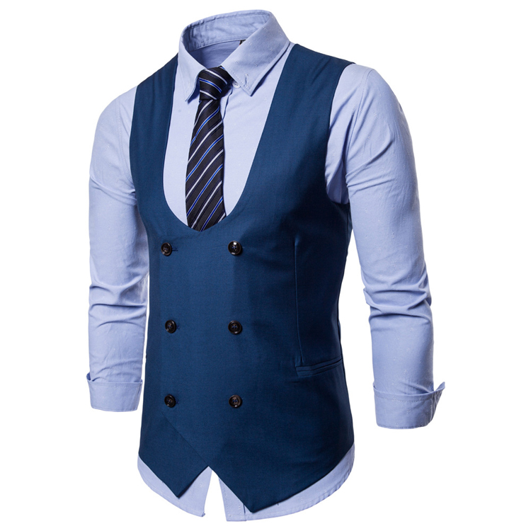 Formal Men Vest Waistcoat Cotton Custom Suit Vest Men Double Breasted Casual Solid Chalecos Hombre