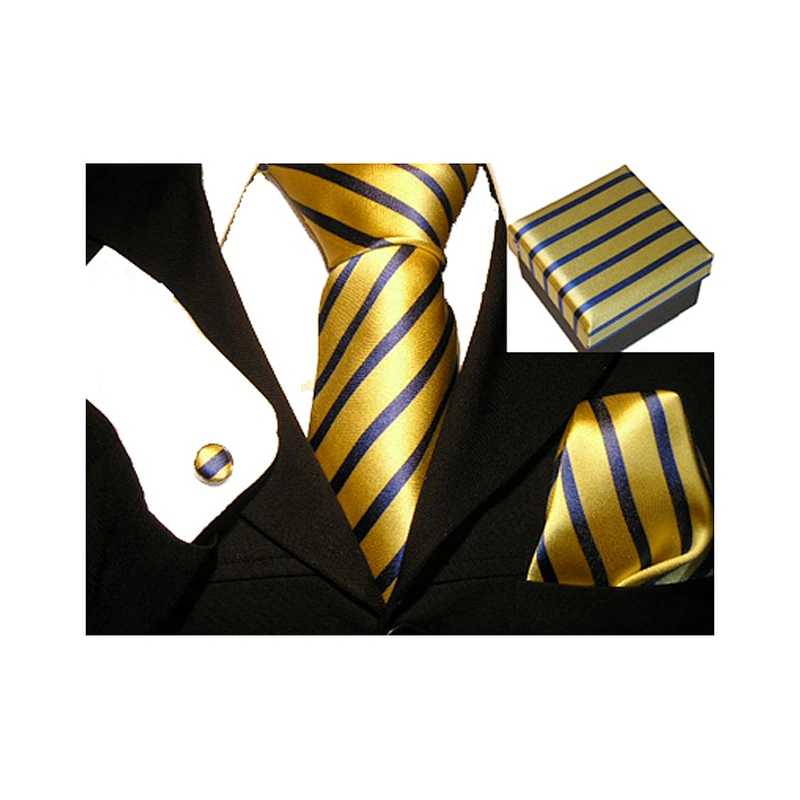 Wholesale Silk Tie Set Luxury Neckties With Pocket Square Men Handkerchief In Gift Box Custom Tie Pocket Square and Cufflink Set
