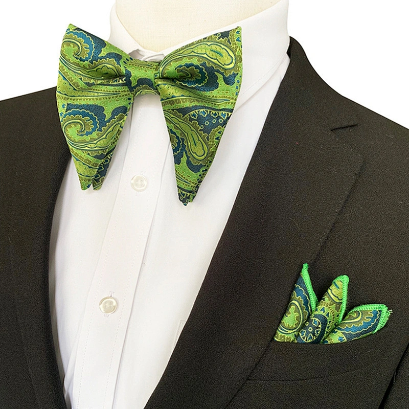 Paisley Mens Bow Ties and Hanky Sets Custom Pocket Squares for Men Casual Men Bow Tie Sets Handkerchief Set