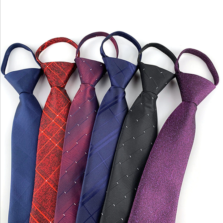 Custom Zipper Tie Fashionable No Tie Plain Boys Zipper Necktie Jacquard Lazy Zipper Ties For Men