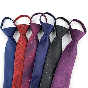 Custom Zipper Tie Fashionable No Tie Plain Boys Zipper Necktie Jacquard Lazy Zipper Ties For Men