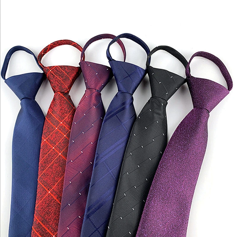 Custom Zipper Tie Fashionable No Tie Plain Boys Zipper Necktie Jacquard Lazy Zipper Ties For Men