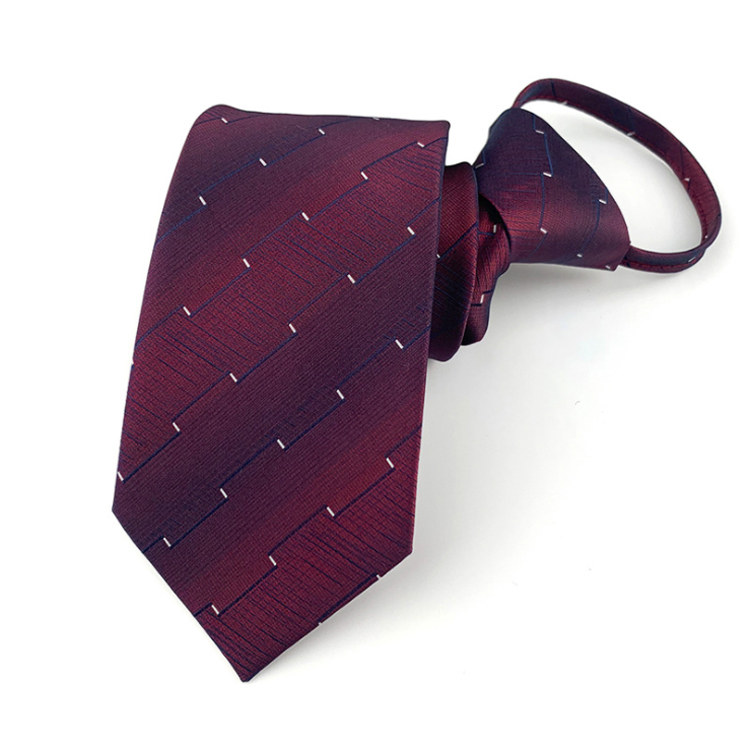 Custom Zipper Tie Fashionable No Tie Plain Boys Zipper Necktie Jacquard Lazy Zipper Ties For Men