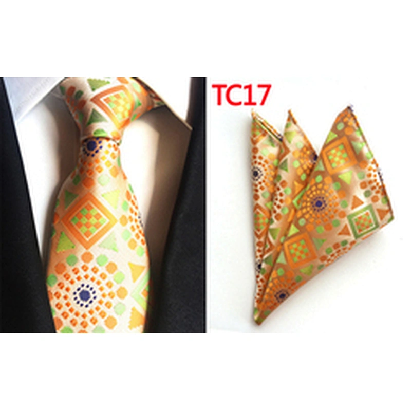 Custom Men Ties and Hanky Set Casual Paisley Neckties with Pocket Square Geometry Ensemble Cravate Mouchoirs