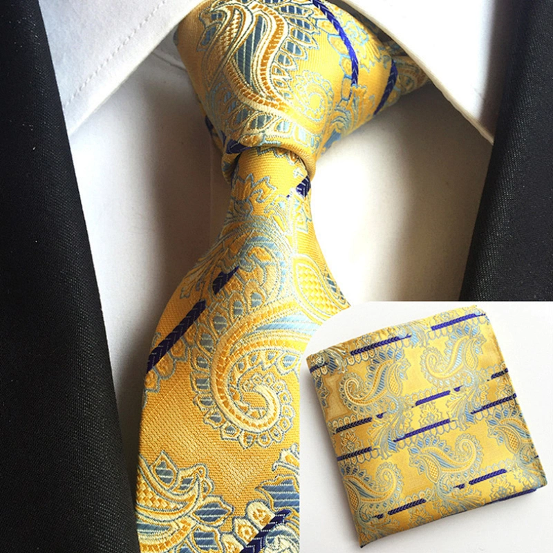 Custom Men Ties and Hanky Set Casual Paisley Neckties with Pocket Square Geometry Ensemble Cravate Mouchoirs