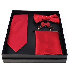 Custom Neckties with Pocket Square Fashion Necktie Set Gift Box Solid Color Men Neck Ties and Bow Ties