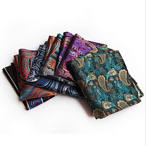 Paisley Handkerchief Custom Print Jacquard Woven Pocket Squares For Men Soft Hankerchief For Men