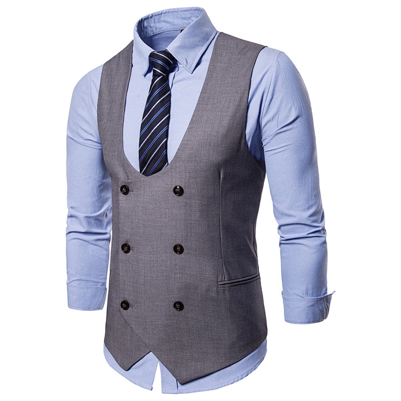 Formal Men Vest Waistcoat Cotton Custom Suit Vest Men Double Breasted Casual Solid Chalecos Hombre