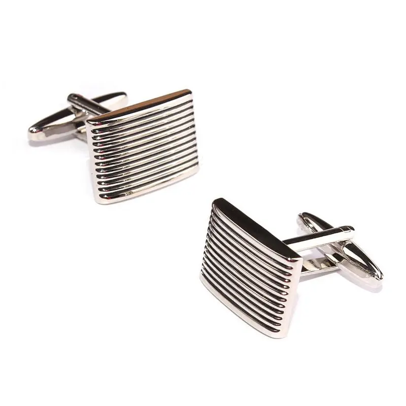High Quality Square Shirts Brass Cufflinks Cuff Links or Tie Clips Silver Plating Luxury Decoration