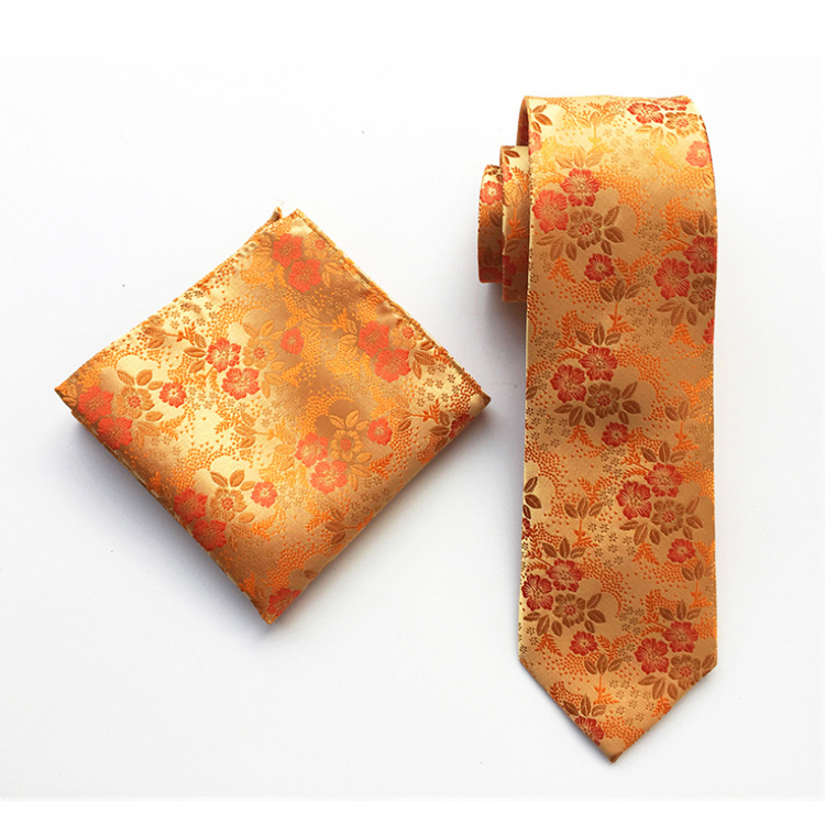 Casual Floral Neckties with Pocket Square Grid Ensemble Cravate Mouchoirs Custom Men Ties and Hanky Set