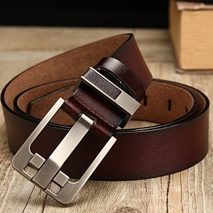 Custom logo men's pin buckle belt casual real Leather belt for men