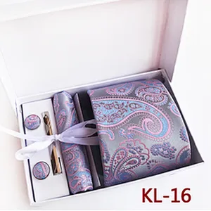 Casual Men Ties and Hanky Set Floral Tie Pocket Square and Cufflink Set Paisley Neckties With Pocket Squares