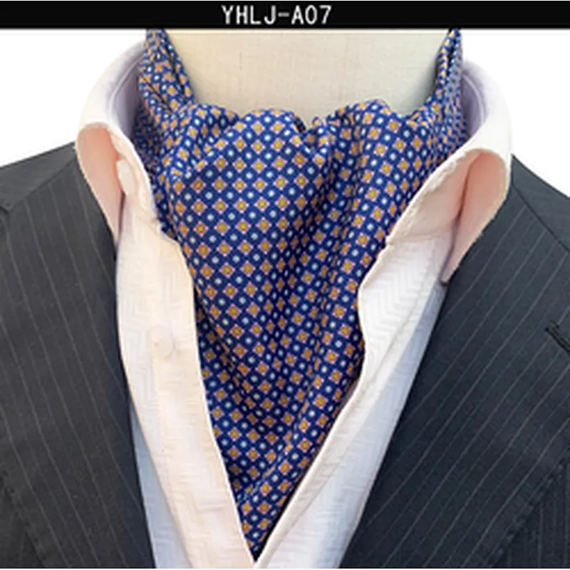 Casual Mens Ascot Polyester Jacquard Woven Ties For Men Italian Classic Paisley Cravate Tie