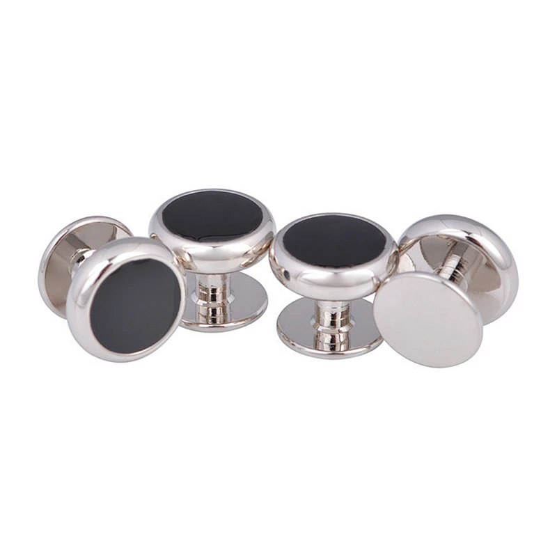 Wholesale Silver Cufflink and Studs Sets Cuff Links or Tie Clips 2cufflinks and 4 Studs Brass White Steel
