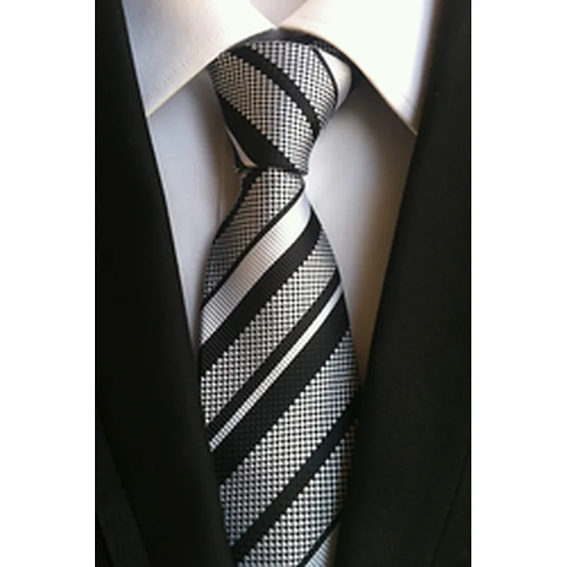 Wholesale Business Silk Ties Formal Stripe Silk Neckties Men Polyester Jacquard Woven Cravate Homme