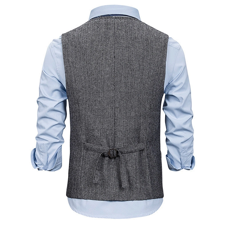 Custom Suit Vest Men Cotton Casual Gray Chalecos Hombre Formal Men Vest Waistcoat Single Breasted