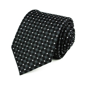 Custom Logo Gravata Slim Xadrez Polyester Woven Tie Jacquard Black Tie Corbatas Juveniles Ties For Men Italian