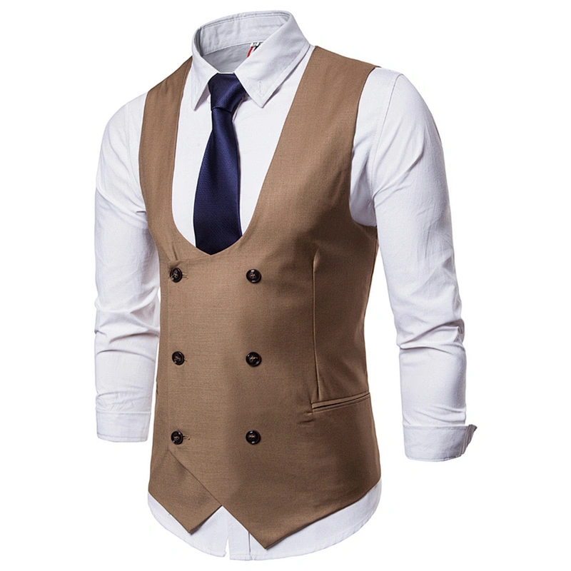Formal Men Vest Waistcoat Cotton Custom Suit Vest Men Double Breasted Casual Solid Chalecos Hombre