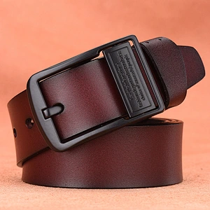 Wholesale Custom New Adjustable Casual Pin Buckle Belt Fashion Luxury Business Men Black Genuine Leather Belt