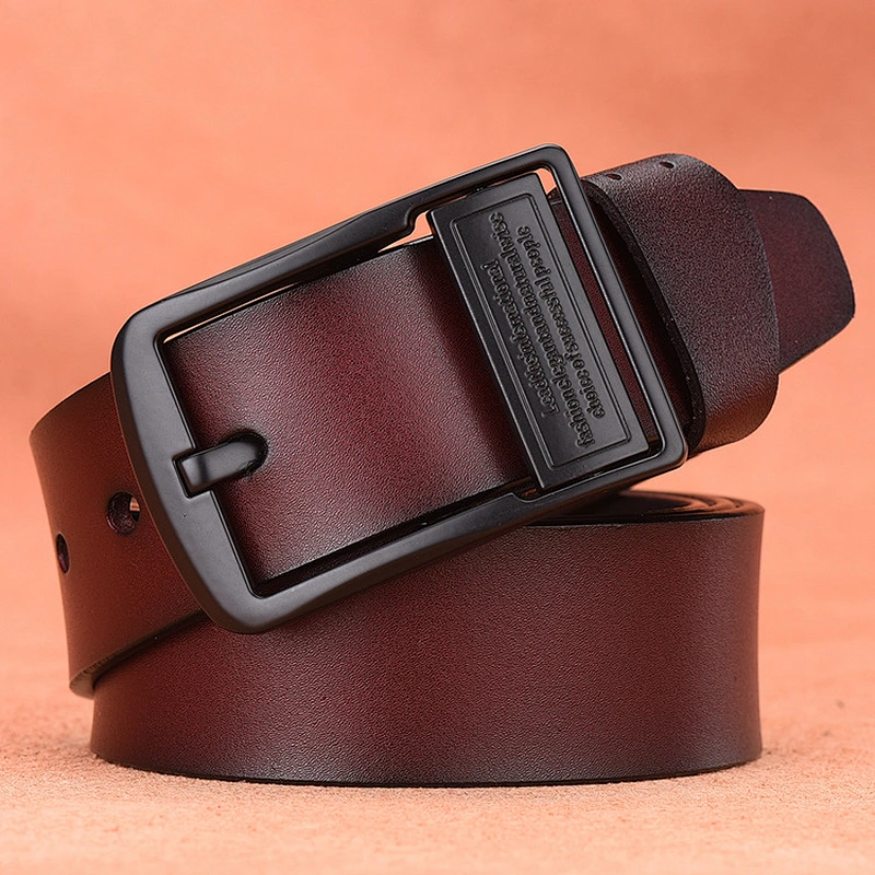 Wholesale Custom New Adjustable Casual Pin Buckle Belt Fashion Luxury Business Men Black Genuine Leather Belt