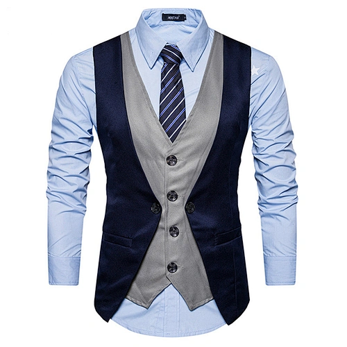 Formal Men Vest Waistcoat Single Breasted Custom Suit Vest Men Cotton Casual Navy Chalecos Hombre