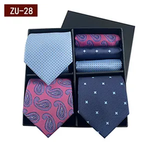 Luxury Mens Ties and Pocket Square Set 2021 Regular Men Ties and Hanky Set Custom Men Necktie Set Gift Box