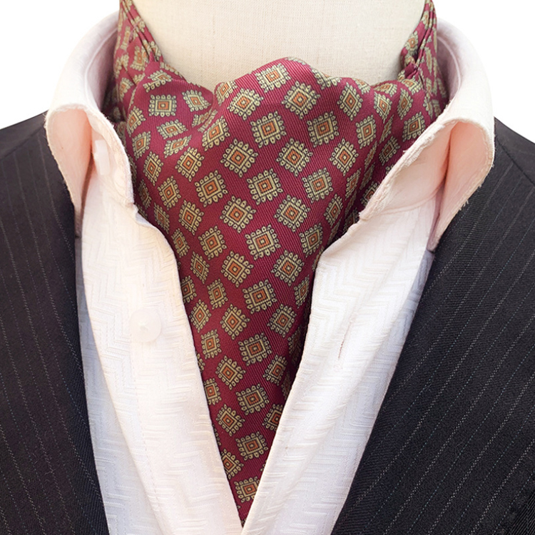 Casual Grid Folard Mens Ascot Jacquard Woven Ties For Men Italian Classic Paisley Cravate Homme