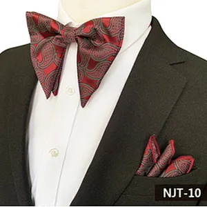 Casual Paisley Men Bow Tie Sets Handkerchief Set Polyester Mens Bow Ties and Hanky Sets Custom Pocket Squares for Men