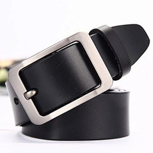 Custom logo men's pin buckle belt casual real Leather belt for men