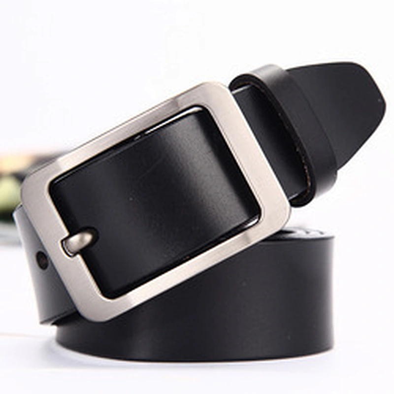 Custom logo men's pin buckle belt casual real Leather belt for men