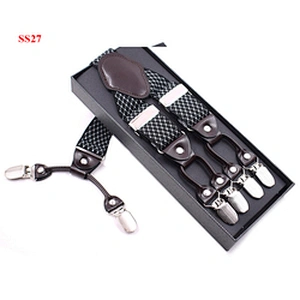 Customized Fashion High Quality 3.5cm width elastic adjustable Jacquard Woven 6 Clip Y Shape Suspenders For Men Trousers
