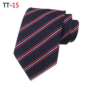 Custom Logo Striped Neck Ties For Men Polyester Woven Casual Neckties
