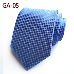Luxury Ties Men Custom Logo Polyester Woven Corbatas Hombres Classic Checked Plain Neck Ties For Men