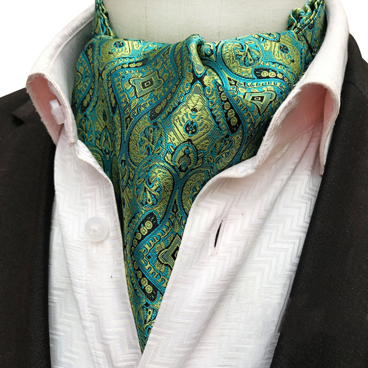 Classic Paisley Folard Mens Ascot Casual Cravate Homme Polyester Jacquard Woven Ties For Men Italian