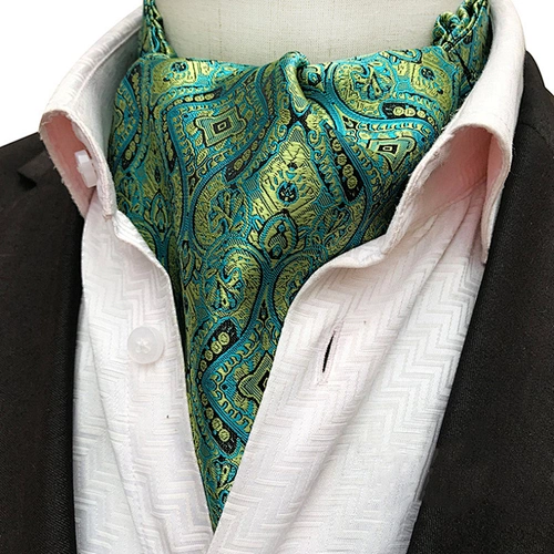 Classic Paisley Folard Mens Ascot Casual Cravate Homme Polyester Jacquard Woven Ties For Men Italian