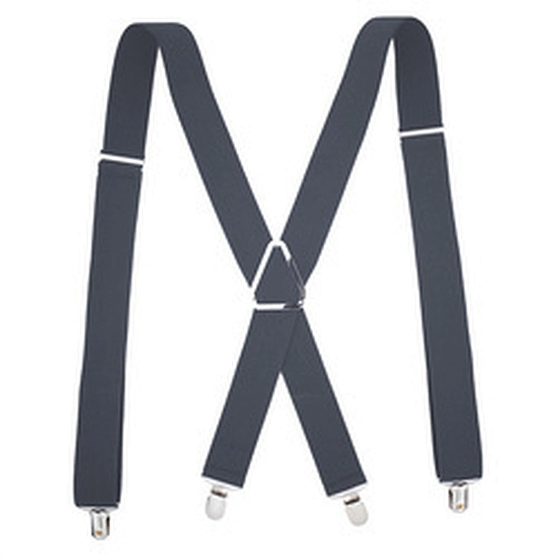 Wholesale 35mm width solid color Adjustable 4 Clip X-Back Heavy Duty Clip Mens Suspenders Elastic Pants Braces