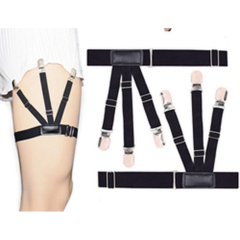 Wholesale Mens Shirt Holder Straps Adjustable Elastic Shirts Garters with Non-slip Locking Clamps
