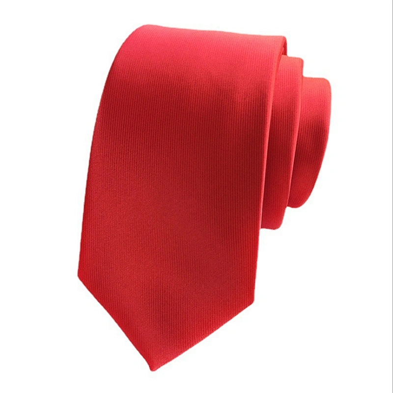 Wholesale Ties Men Custom Logo Classic Plain Slim Polyester Woven Solid color Necktie