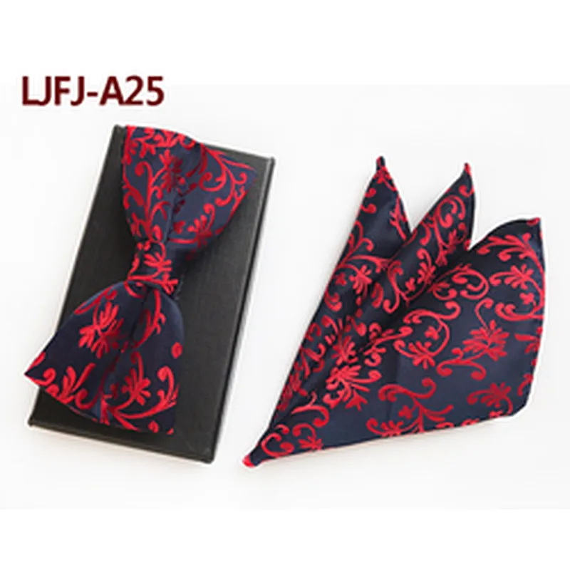 Custom Pocket Squares for Men Classic Mens Bow Ties and Hanky Sets Stripe Men Bow Tie Sets Handkerchief Set