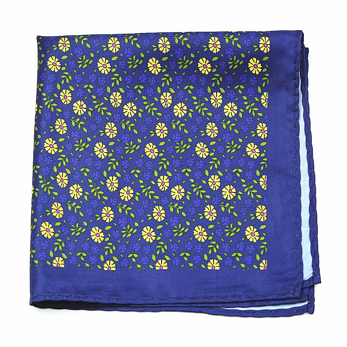 Check Pattern Hanky Machine Hemming Men's Pocket Square Wholesale Anchor Cotton Handkerchief 100% Silk Men Custom Logo