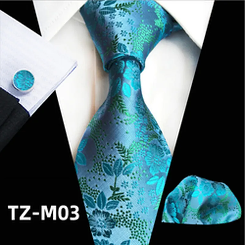 Wholesale Floral Men Ties And Hanky Cufflinks Set Casual Ties For Men Italian Luxury Neckties With Pocket Squares