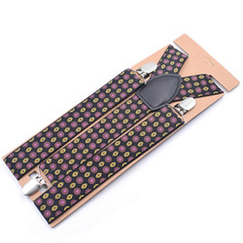 Custom High Quality Fashion Mens Geometry Printing Pattern Paisley Printing Elastic Boys Suspenders