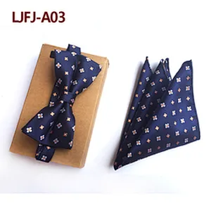 Custom Pocket Squares for Men Classic Mens Bow Ties and Hanky Sets Stripe Men Bow Tie Sets Handkerchief Set