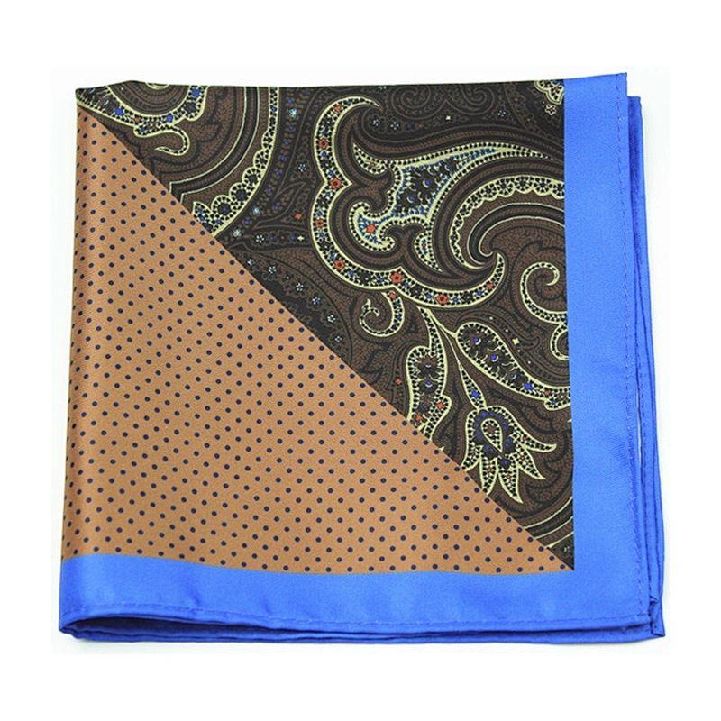 paisley handkerchief hand rolled four patterns with blue border pocket square for party DPS5382B