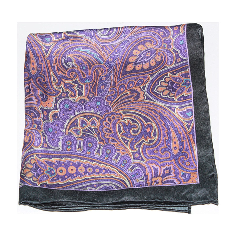 Pink Check STRIPE Printing Flower Custom Hanky Silk Foldable Pocket Square Women Handkerchief 100% Silk Men Custom Printed Logo