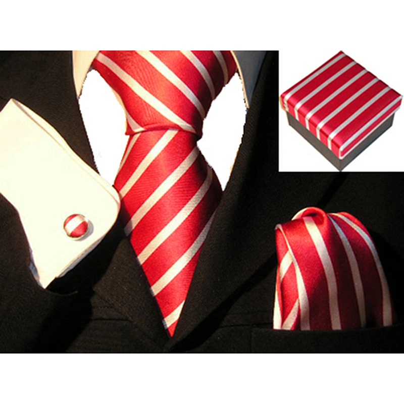 Wholesale Silk Tie Set Luxury Neckties With Pocket Square Men Handkerchief In Gift Box Custom Tie Pocket Square and Cufflink Set