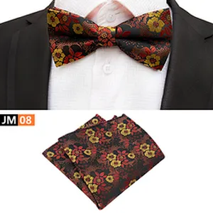 Floral Men Bow Tie Sets Handkerchief Set Custom Mens Bow Ties and Hanky Sets Fashion Pocket Squares for Men