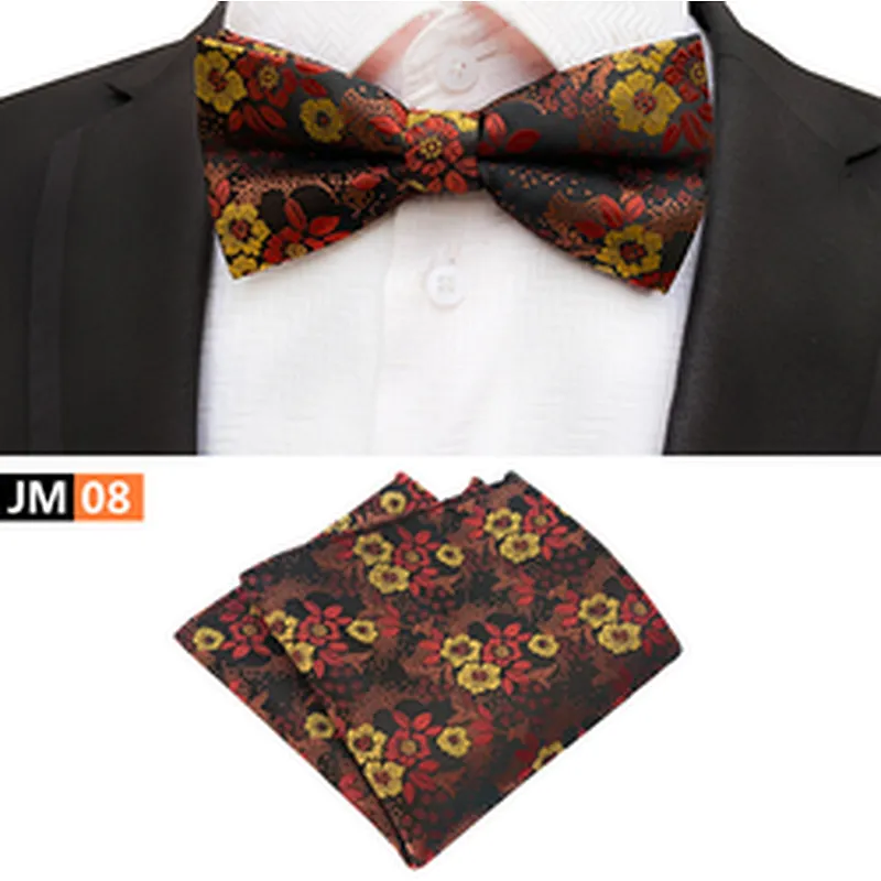 Floral Men Bow Tie Sets Handkerchief Set Custom Mens Bow Ties and Hanky Sets Fashion Pocket Squares for Men